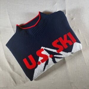 J.Crew U.S. Ski & Snowboard Lambswool Mountain Sweater Navy Red Mens Small 2026